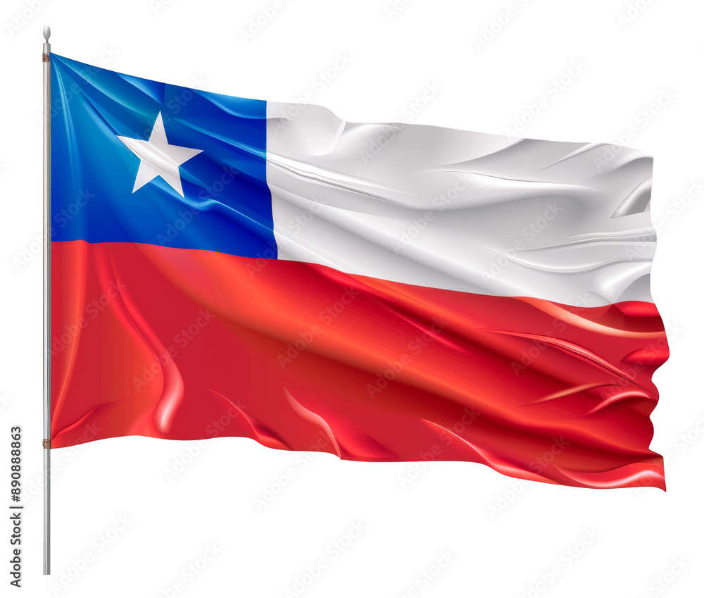 National flag of Chile waving on a flagpole. National flag of Chile waving on a flagpole.
