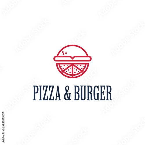 minimalist pizza and burger simple sleek creative geometric modern logo design