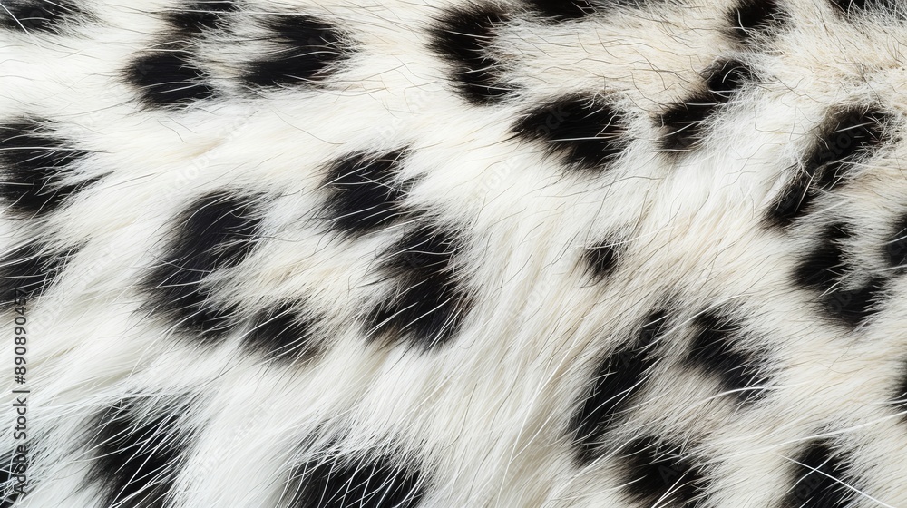 Detailed shot of a snow leopard's fur, each spot richly textured and vividly colored Detailed shot of a snow leopard's fur, each spot richly textured and vividly colored