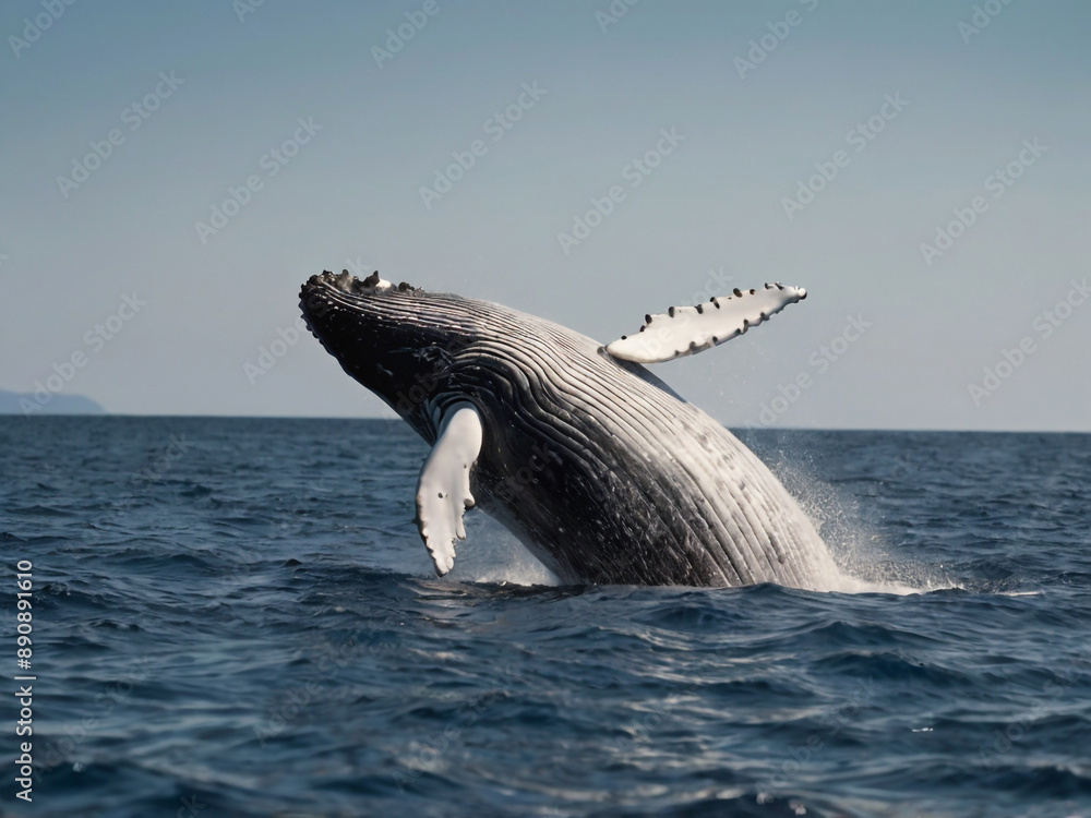 Naklejka premium Humpback whale portrait
