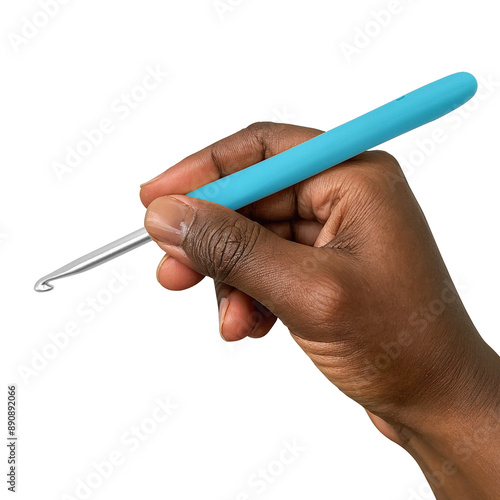 African American Woman Hand Holding a Crochet Hook Pencil Grip