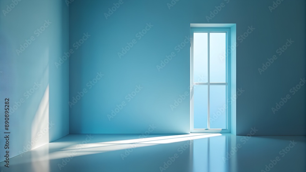 Sunlight shining through window illuminating empty room Sunlight shining through window illuminating empty room