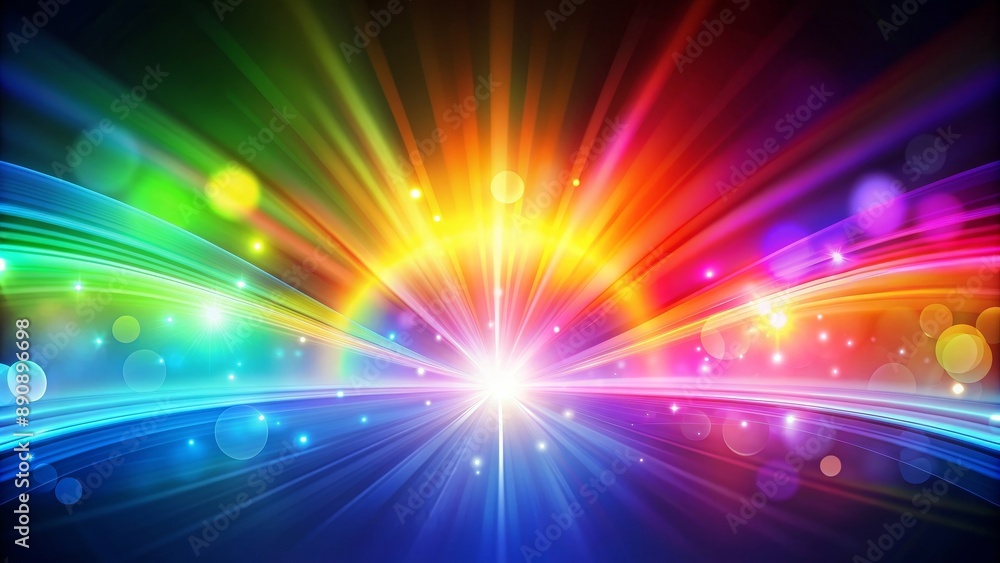 Obraz premium Abstract blurred rainbow light effect on background, rainbow, abstract, blurred, light, effect,colorful, vibrant, vivid