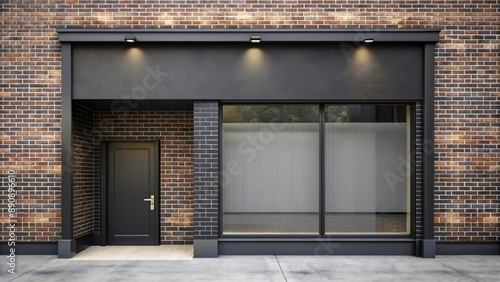 Wallpaper Mural Black painted storefront with a brick wall facade , urban, architecture, building, exterior, vintage, city, design, old, downtown Torontodigital.ca
