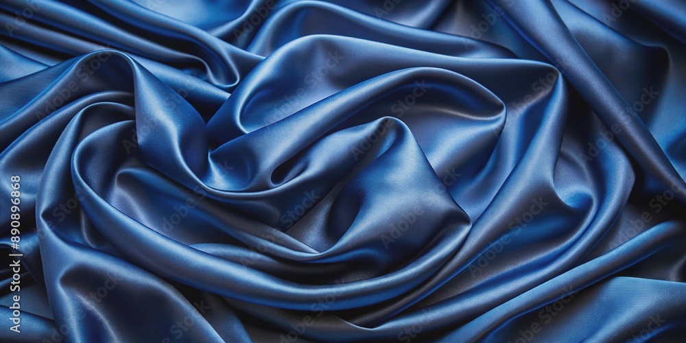 Luxurious navy blue silk satin texture with soft, wavy folds creates a sophisticated, dark, and elegant background with ample copy space for premium designs. Luxurious navy blue silk satin texture with soft, wavy folds creates a sophisticated, dark, and elegant background with ample copy space for premium designs.
