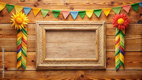 Wooden frame with texture of S?o Jo?o, traditional Brazilian Festa Junina celebration , Brazil, Festa Junina photo