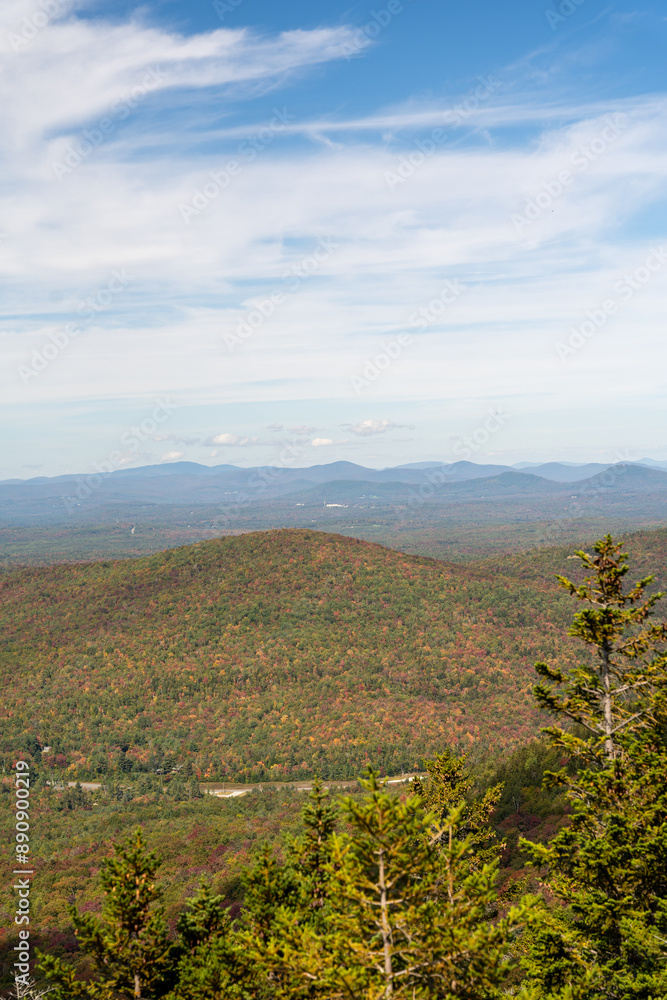 Views overlooking White Mountain National Forest during the beginning of Fall. Views overlooking White Mountain National Forest during the beginning of Fall.