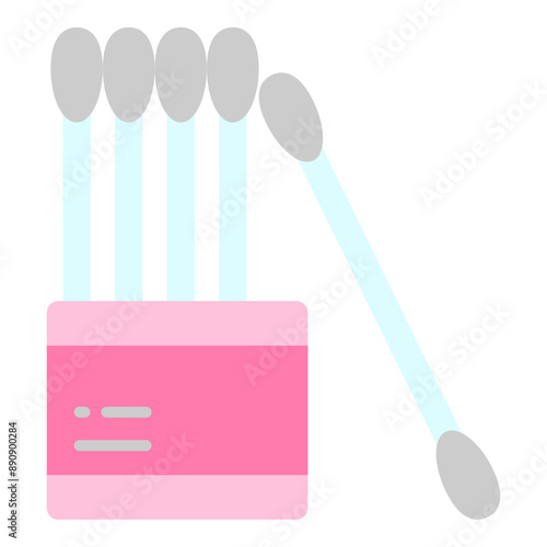  Illustration of Cotton Buds Pack Flat Icon. Vector Design