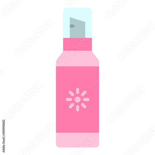  Illustration of Sunscreen Spray Flat Icon. Vector Design