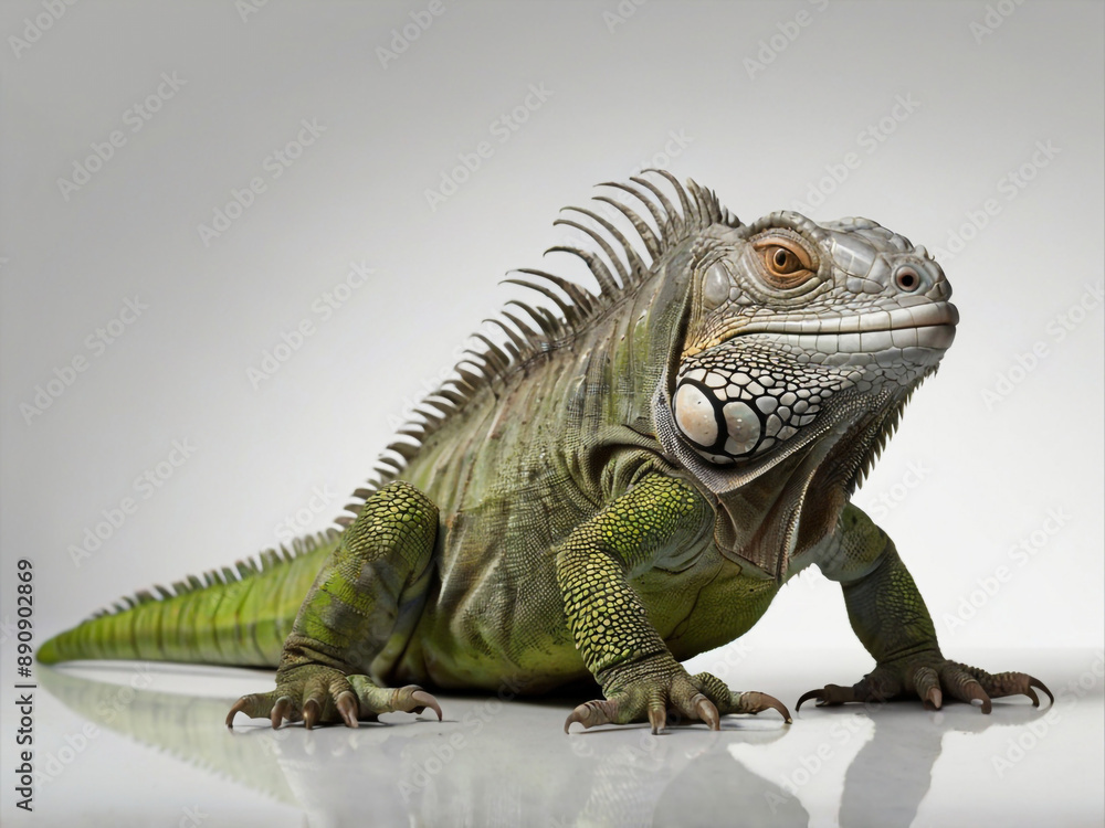 Obraz premium Green Iguana in a isolated background