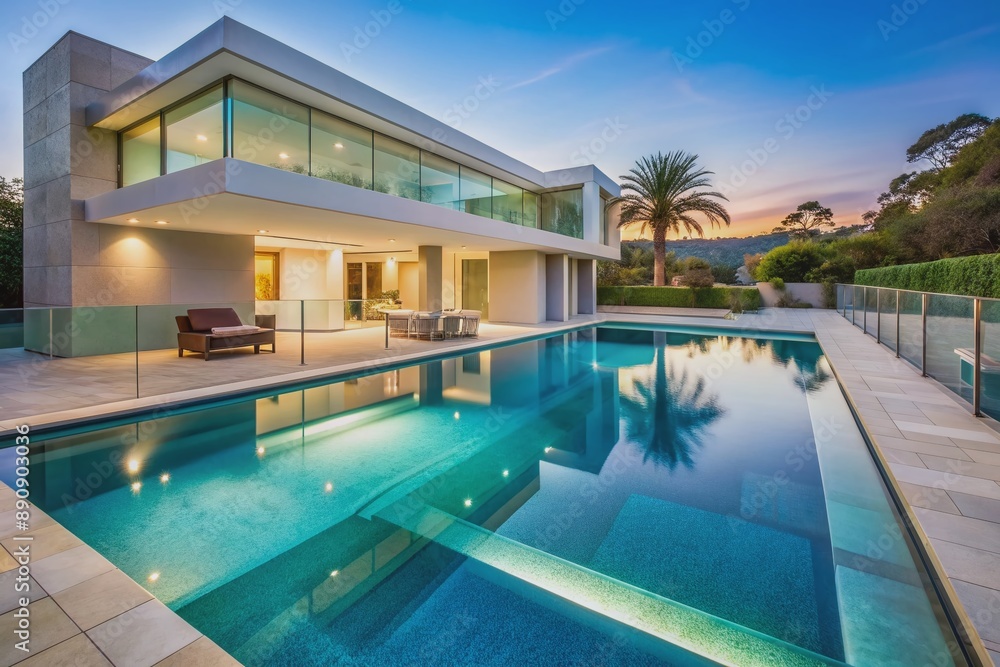 Tranquil pastel blue pool with modern architecture. spa background Tranquil pastel blue pool with modern architecture. spa background