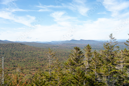 Views overlooking White Mountain National Forest during the beginning of Fall.