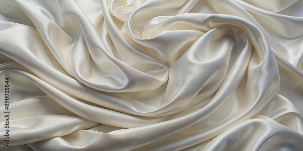 Ethereal white silk fabric undulates in soft, warm light, its delicate folds and creases evoking a sense of organic, natural beauty and serene elegance. Ethereal white silk fabric undulates in soft, warm light, its delicate folds and creases evoking a sense of organic, natural beauty and serene elegance.