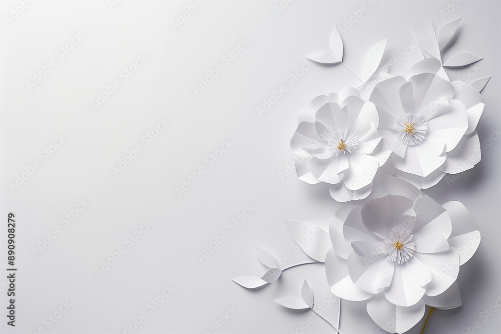 Elegant white flowers in bloom, perfect for spring illustrations or wedding invitations Elegant white flowers in bloom, perfect for spring illustrations or wedding invitations