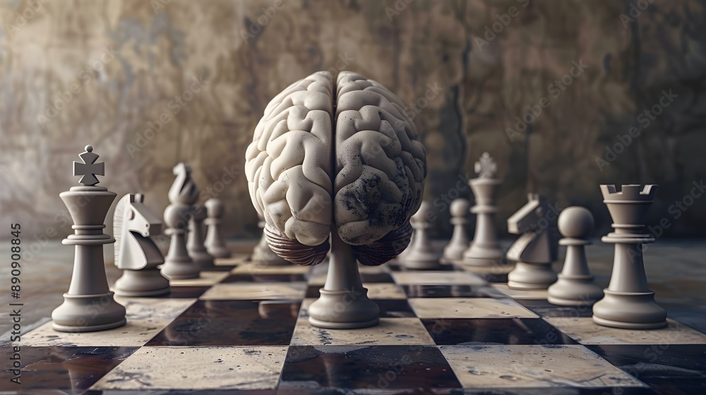 playing chess, strategy and using brain. Game of Brain playing chess, strategy and using brain. Game of Brain