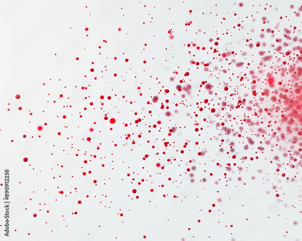 Small pinpoint splashes. Creative texture of chaotic round shapes. Vector illustration of small red circles on a white background. Grunge background with vector illustration. Small pinpoint splashes. Creative texture of chaotic round shapes. Vector illustration of small red circles on a white background. Grunge background with vector illustration.