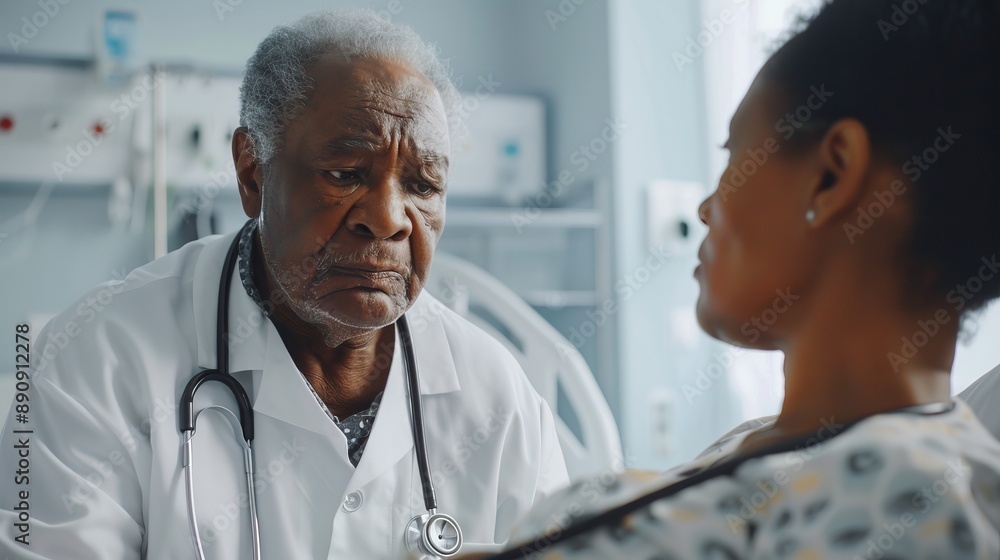 An elderly doctor is showing deep care and concern for a patient while conferring in a hospital room, exemplifying the nurturing and professional essence of medical practice. An elderly doctor is showing deep care and concern for a patient while conferring in a hospital room, exemplifying the nurturing and professional essence of medical practice.