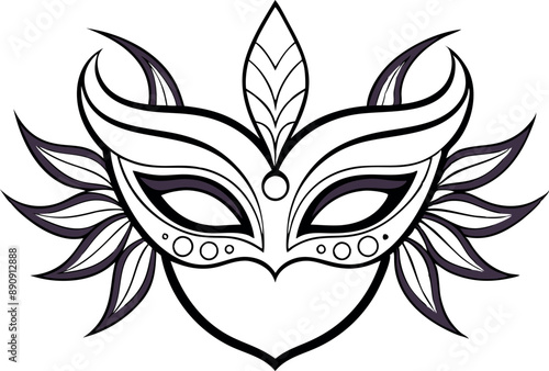 Stylized venetian mask illustration featuring elegant patterns and intricate details, perfect for masquerade and carnival themes