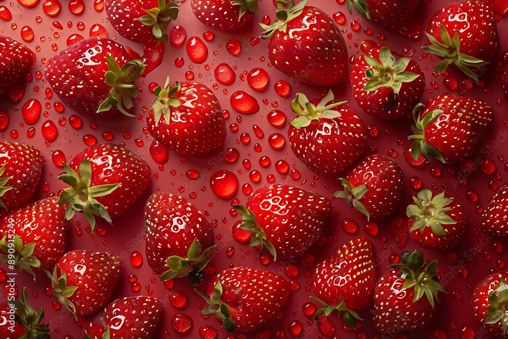 Red Strawberries with Water Drops Red Strawberries with Water Drops