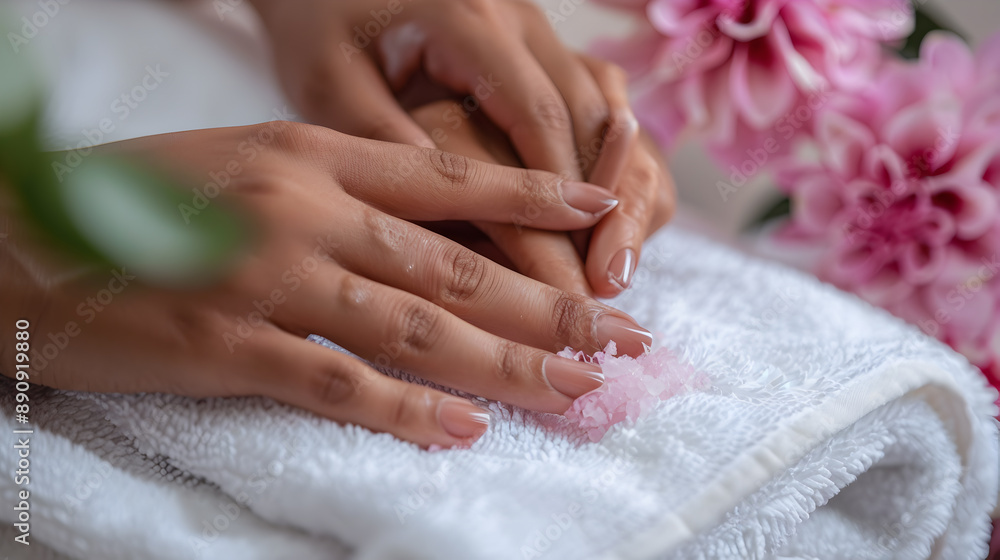 a close-up of a person receiving a manicure a close-up of a person receiving a manicure