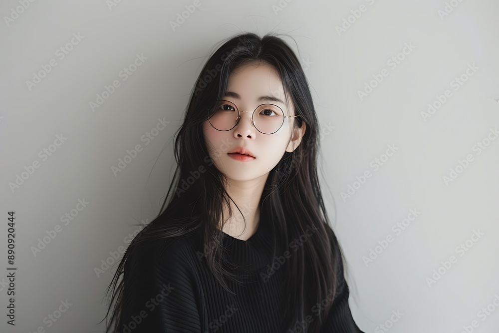 Portrait of a Young Woman with Glasses Portrait of a Young Woman with Glasses