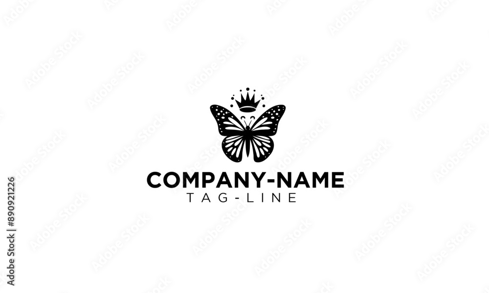 Monarch Butterfly queen logo icon vector in black and white. Monarch Butterfly queen logo icon vector in black and white.