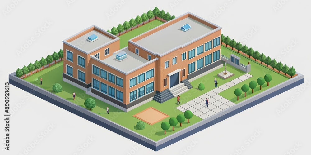School building in isometric style, education, architecture,isometric, school, building, design, campus, modern School building in isometric style, education, architecture,isometric, school, building, design, campus, modern