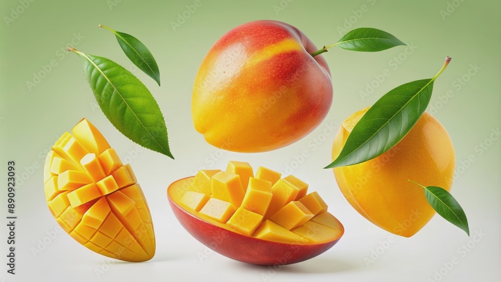 mango fruit with leaves mango fruit with leaves