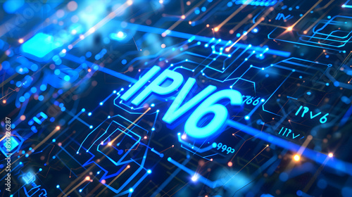 IPv6 against a backdrop of binary code and cloud connections