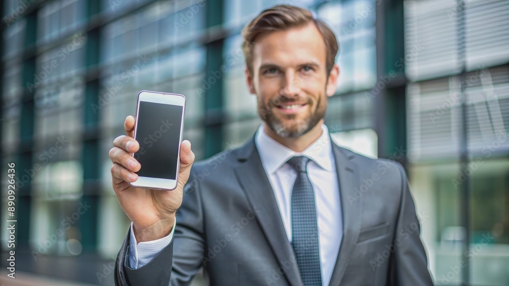 Businessman holding smartphone with a sleek, modern design, business, communication, technology, mobile, device, professional Businessman holding smartphone with a sleek, modern design, business, communication, technology, mobile, device, professional