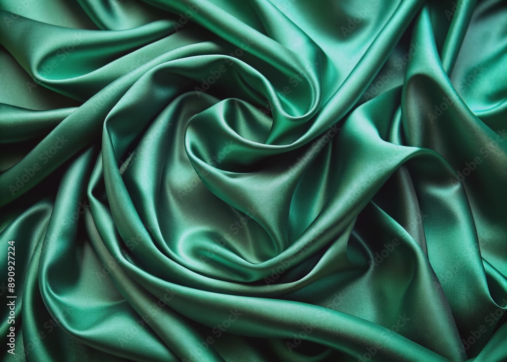 Lush emerald green silk fabric with subtle sheen, intricate weave, and soft folds, creating a luxurious and sophisticated textured background. Lush emerald green silk fabric with subtle sheen, intricate weave, and soft folds, creating a luxurious and sophisticated textured background.