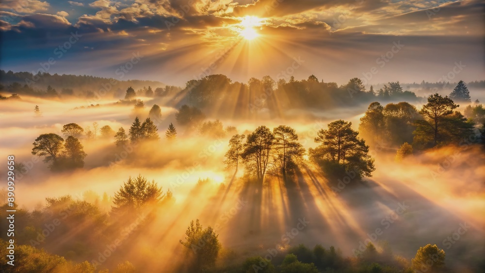 Soft, luminous sunbeams pierce through diaphanous veil of mist, bathing the scene in a warm, surreal glow, evoking a sense of serene, otherworldly tranquility. Soft, luminous sunbeams pierce through diaphanous veil of mist, bathing the scene in a warm, surreal glow, evoking a sense of serene, otherworldly tranquility.