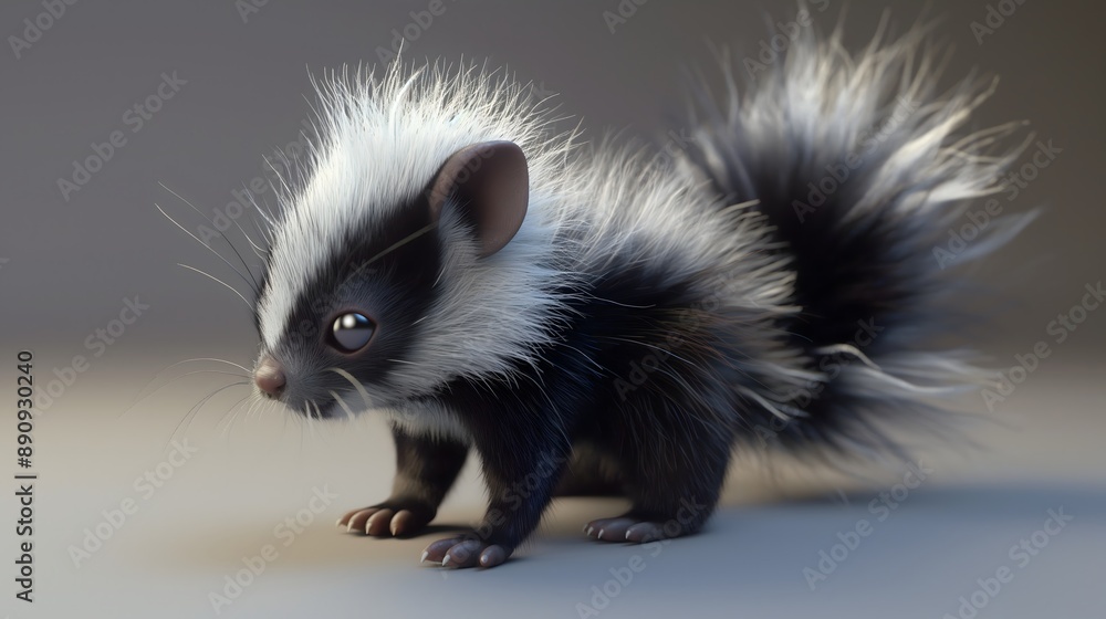 22. A cute 3D baby skunk with a bushy tail 22. A cute 3D baby skunk with a bushy tail