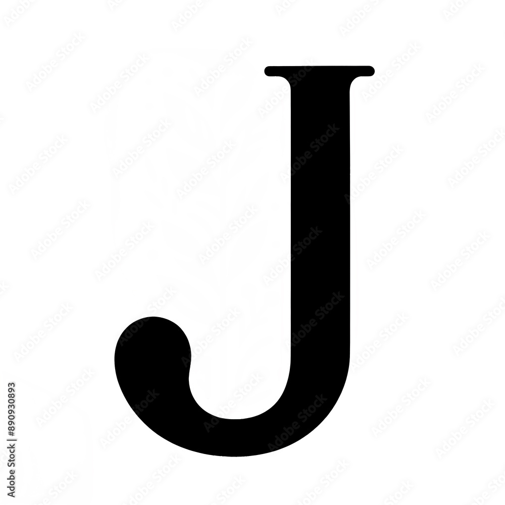 Symbolic black and white isolated vector illustration of letter J on white background. Symbolic black and white isolated vector illustration of letter J on white background.