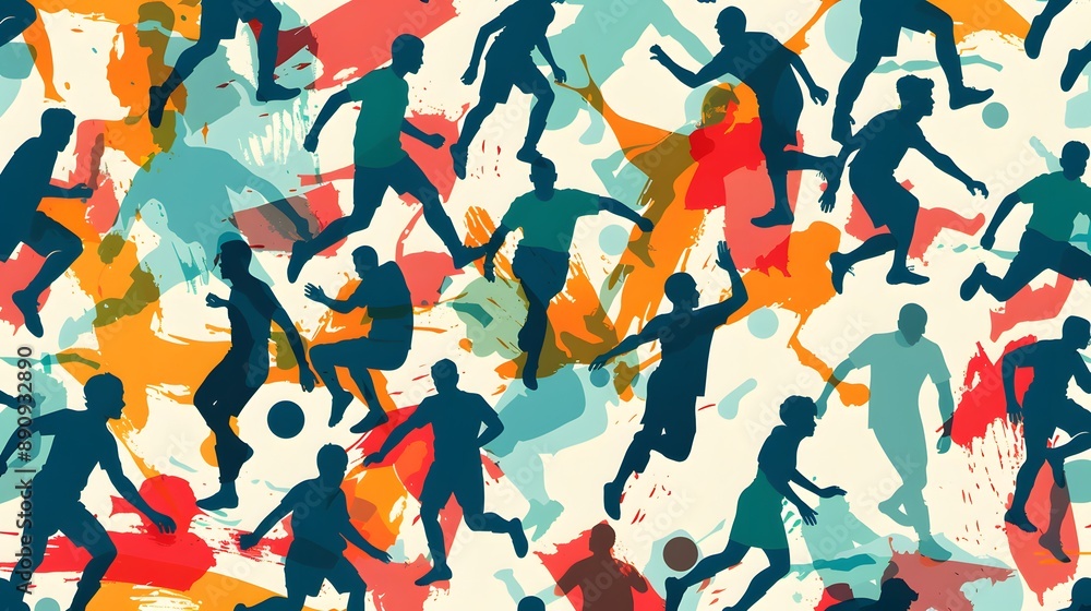 Different football silhouettes seamless background. Different football silhouettes seamless background.
