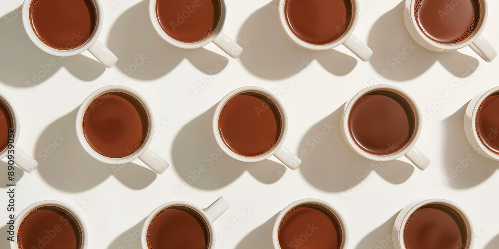 Coffee cups lined up on a white background Coffee cups lined up on a white background
