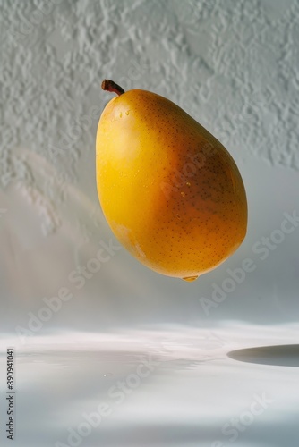 Fresh Arumanis Mango levitating on a white background photo