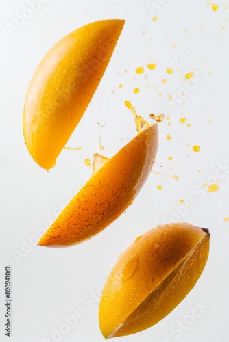 Fresh Arumanis Mango levitating on a white background photo