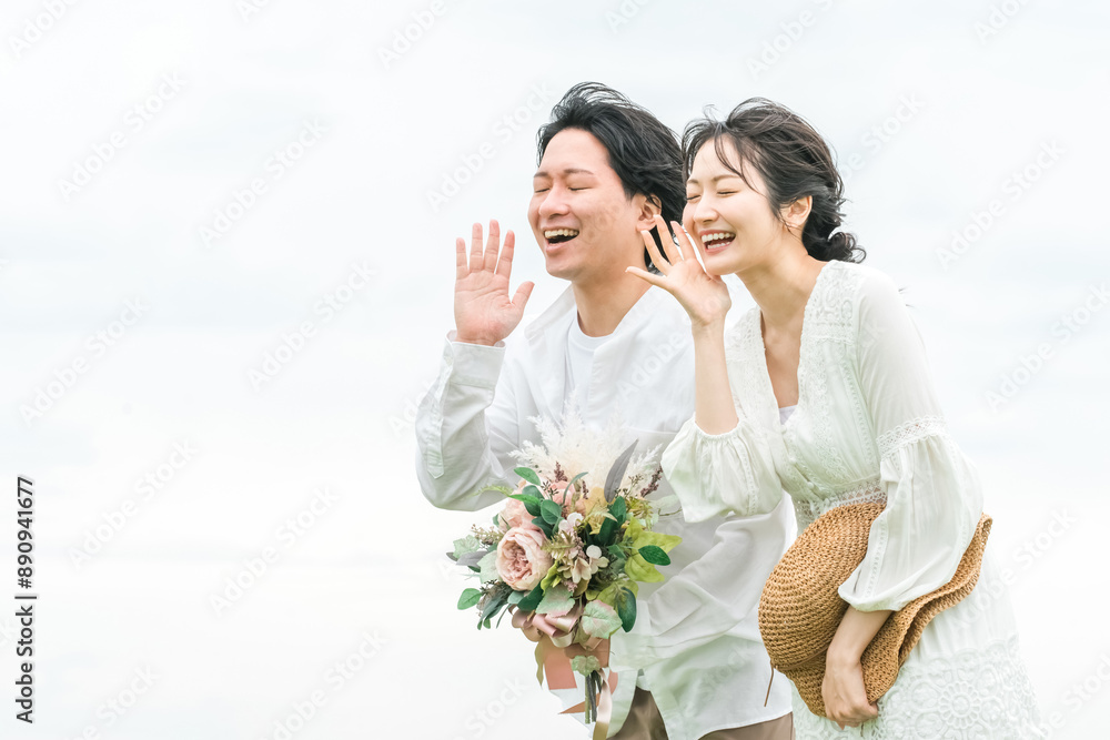 新婚旅行・ハネムーン・結婚式・フォトウェディングを楽しむカップル・夫婦(叫ぶ)
新婚旅行・ハネムーン・結婚式・フォトウェディングを楽しむカップル・夫婦(叫ぶ)