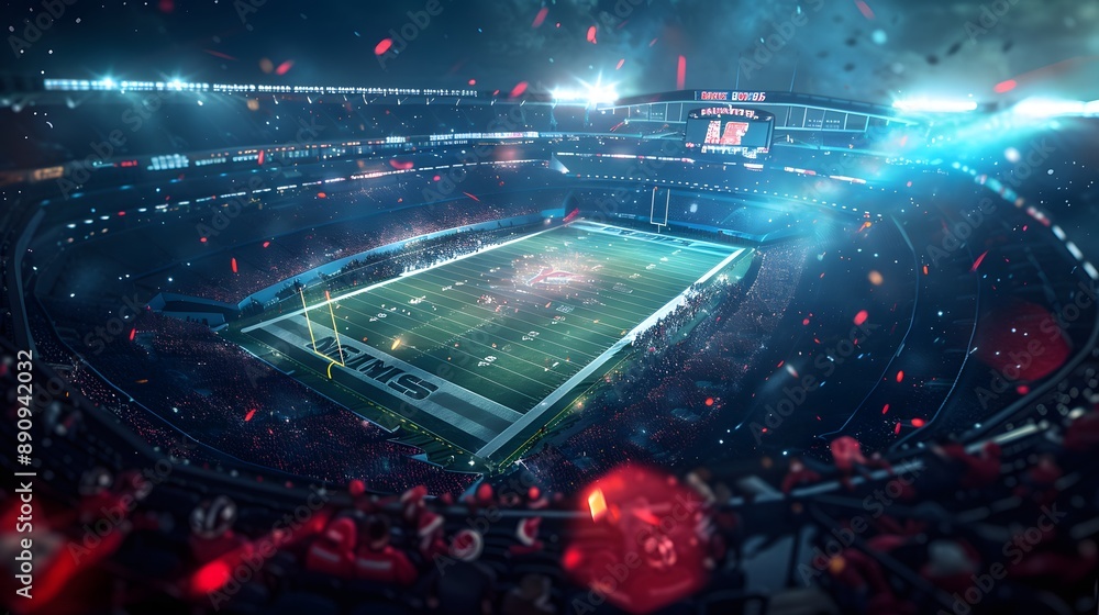 Obraz premium American football stadium in lights and flashes. 