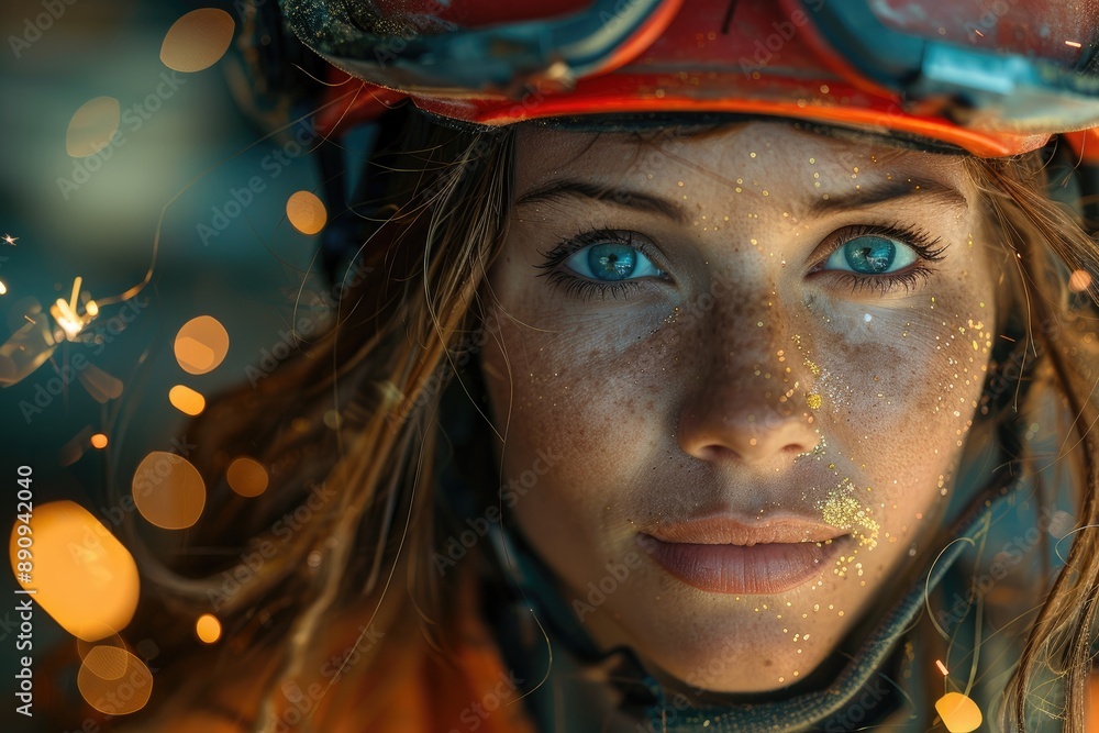 Woman with Goggles and Golden Glitter Woman with Goggles and Golden Glitter