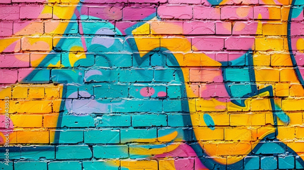 Vibrant graffiti texture on an urban brick wall Vibrant graffiti texture on an urban brick wall