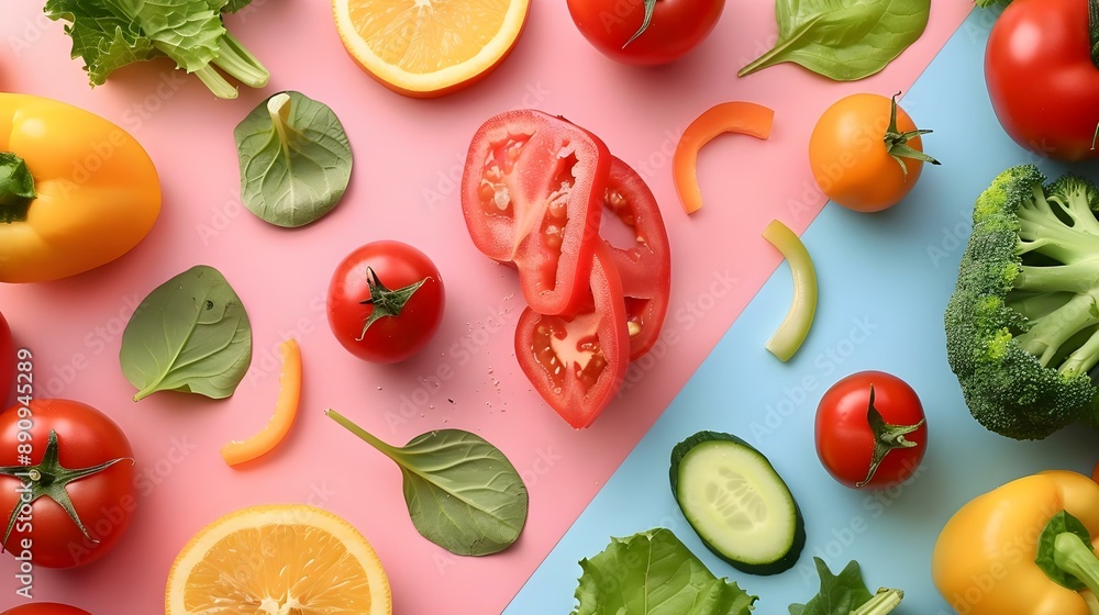 Flat lay composition with fresh ripe vegetables Flat lay composition with fresh ripe vegetables