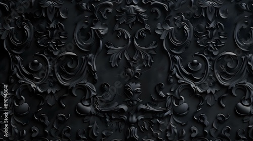 Black Rococo Pattern Background