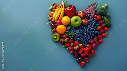 Fototapeta Naklejka Na Ścianę i Meble -  Heart shape made with fruits and vegetables