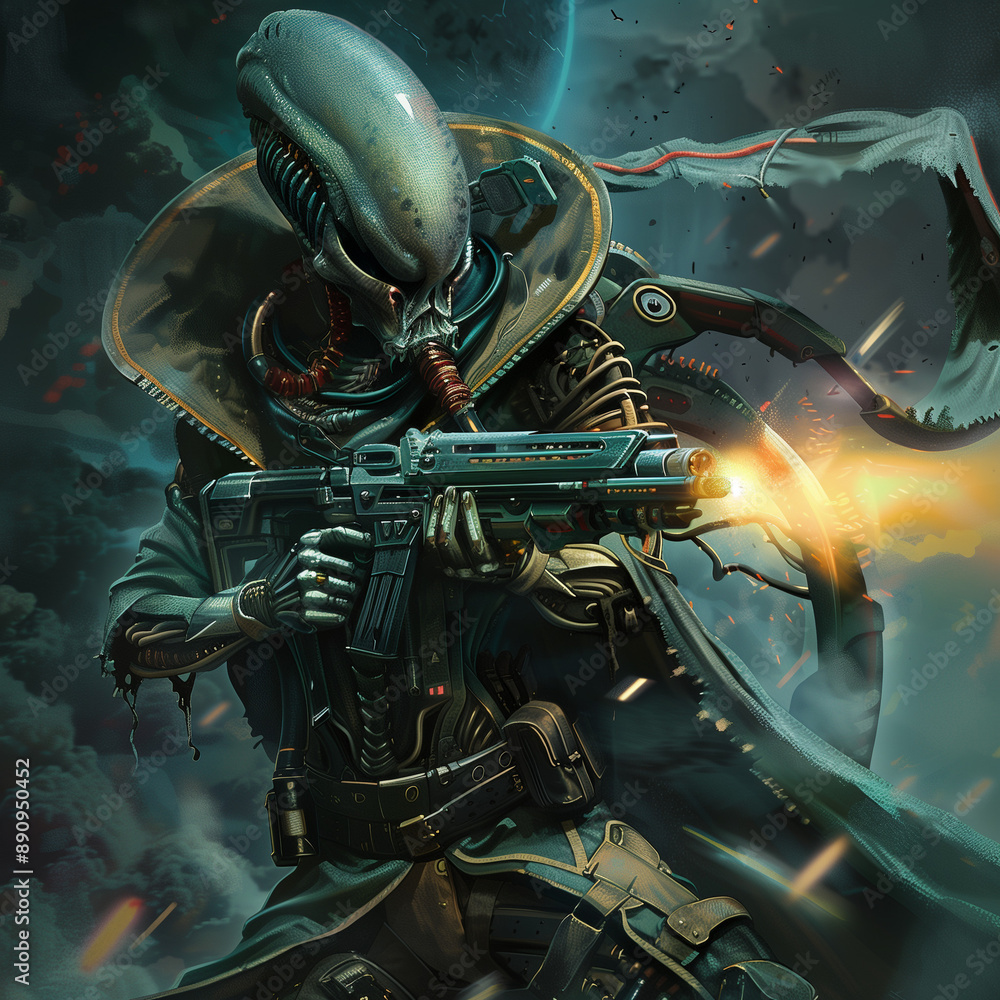 Alien Hunter Detailed Digital Art Illustration: A Visual Feast for Sci-Fi Fans Alien Hunter Detailed Digital Art Illustration: A Visual Feast for Sci-Fi Fans