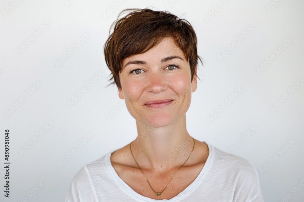 A happy woman smiling directly into the camera lens A happy woman smiling directly into the camera lens