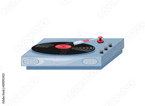 vintage record player with retro vinyl disc