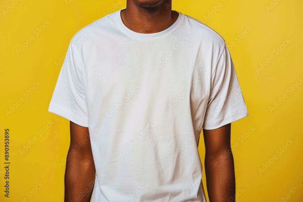 A man posing for a photo wearing a white t-shirt A man posing for a photo wearing a white t-shirt