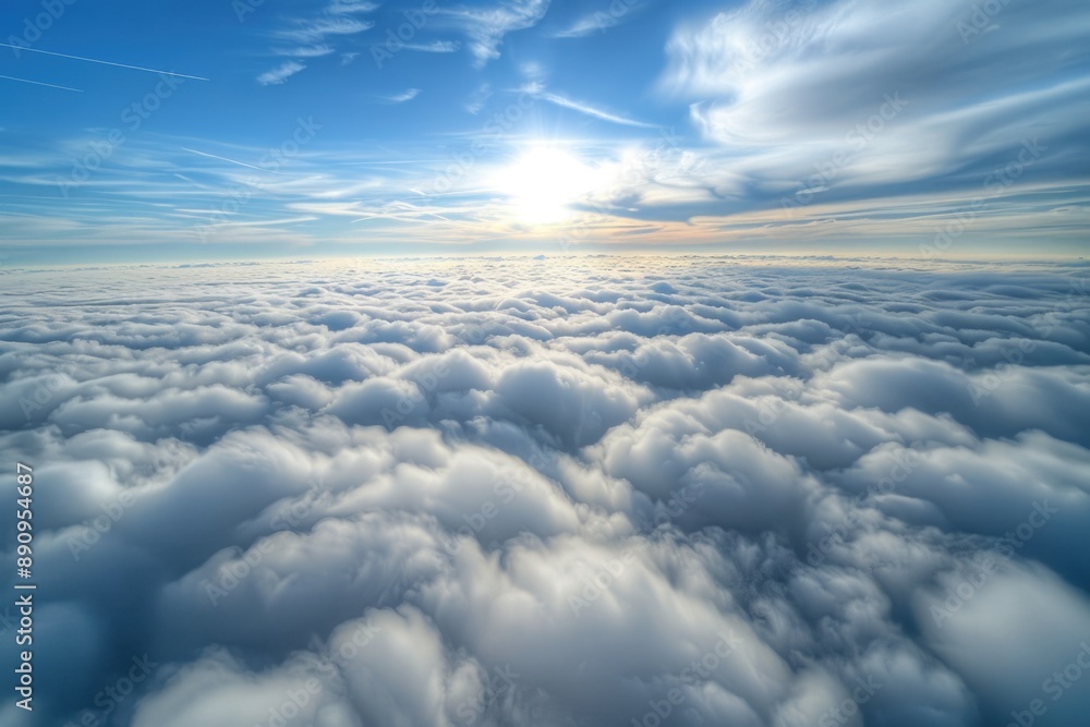 Naklejka premium View of white clouds from a plane window